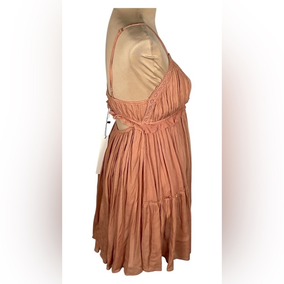 MUSTARD SEED ~ Boutique Cami Ruffle Mini Dress NWT Small‎ Rose Color - Picture 5 of 15